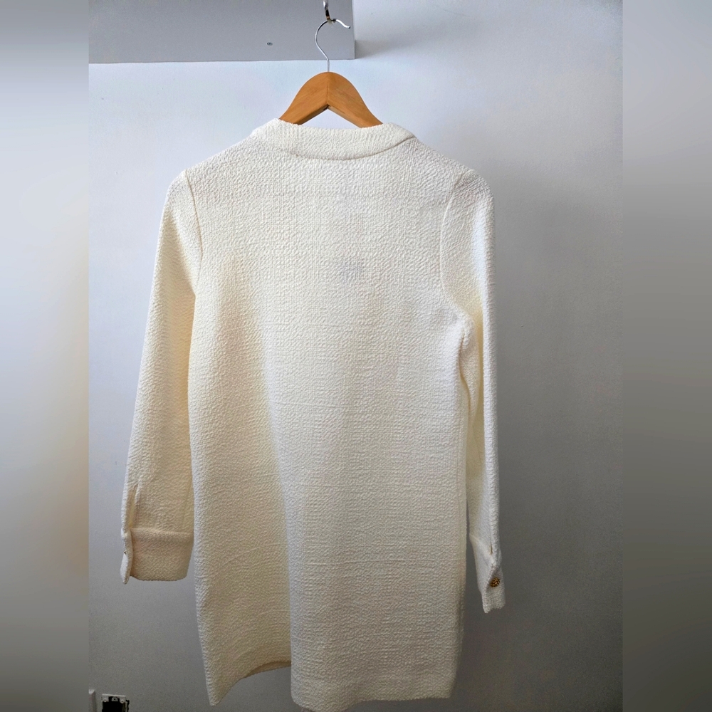 Zara White Tweed Sweater Long sleeve Dress - Picture 5 of 7